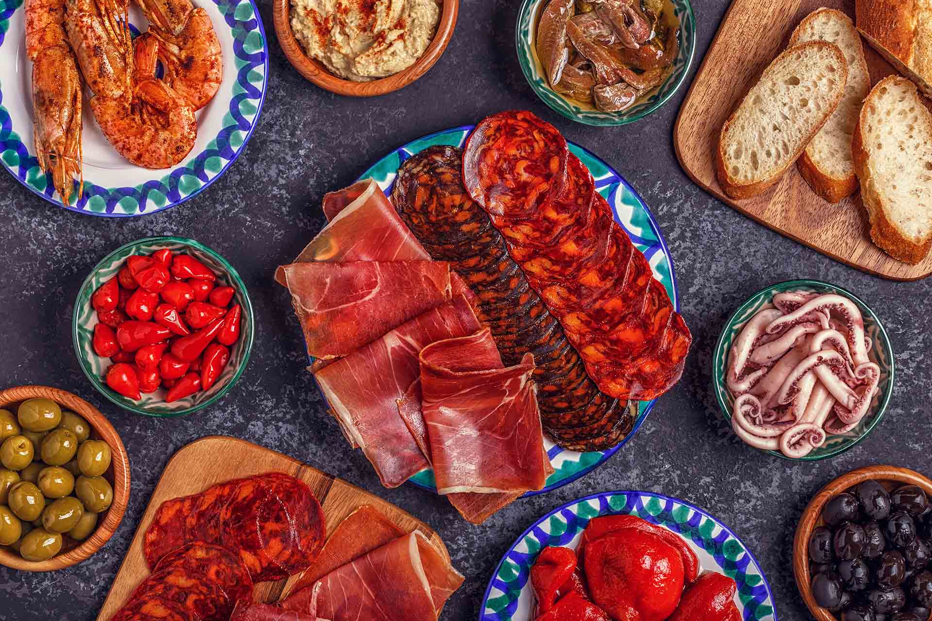 Typical Spanish concept of tapas.